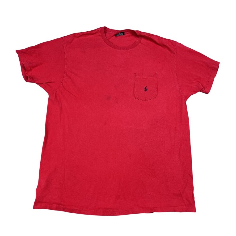VTG Polo by Ralph Lauren Red Front‎ Pocket T-Shirt Sz Large - Made in the USA
